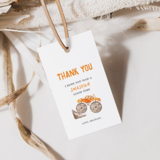 Étiquette de cadeau d'anniversaire pour camions mo