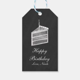 Étiquette de cadeau d'anniversaire tranche de gâte