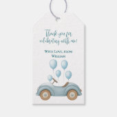 Étiquette de cadeau d'anniversaire voiture et ball (Devant)