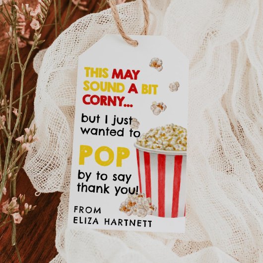 Étiquette de cadeau d'appréciation du pop-corn