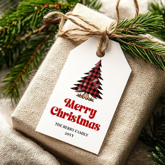 Étiquette de cadeau d'arbre de buffle fantaisiste