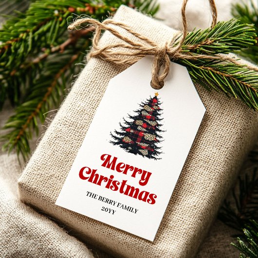 Étiquette de cadeau d'arbre de buffle moderne modi