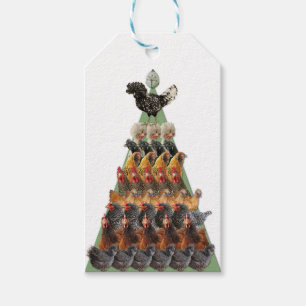 Étiquette de cadeau d'arbre de Noël de poulet