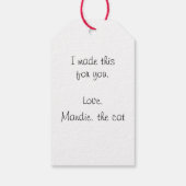 Étiquette de cadeau d'artiste de chat blanc Fluffy (Dos)