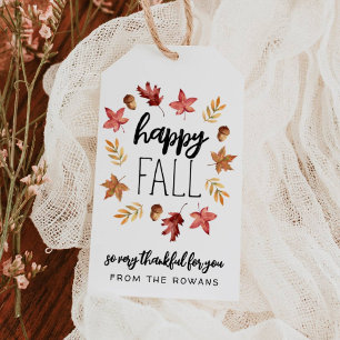 Étiquette de cadeau d'automne heureux