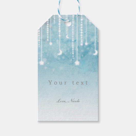 Étiquette de cadeau de baby shower céleste Lune &  (Devant)