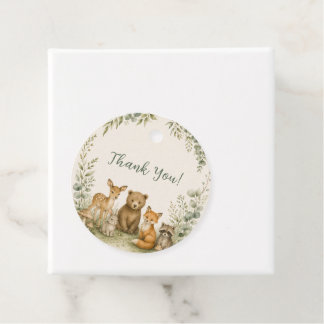 Étiquette de cadeau de baby shower forestière