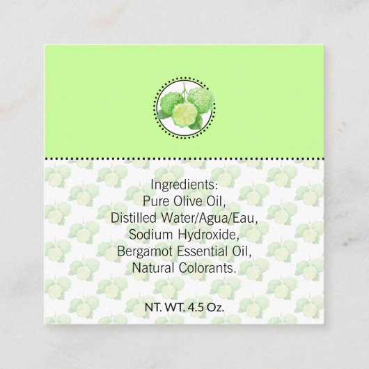 Étiquette de Cadeau de Bain & Corps Maison Citron  (Dos)