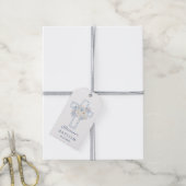 Étiquette de cadeau de baptême à croix bleue flora (Avec de la ficelle)