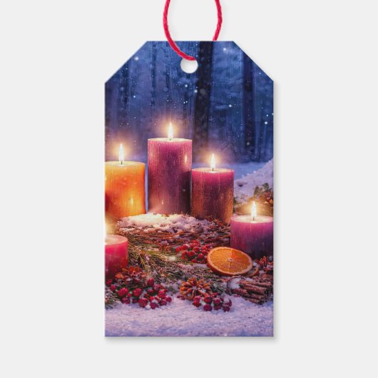 Étiquette de cadeau de bougies de vacances de Noël (Devant)