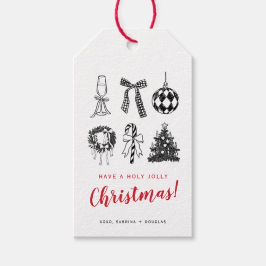 Étiquette de cadeau de calligraphie de Noël minima (Devant)