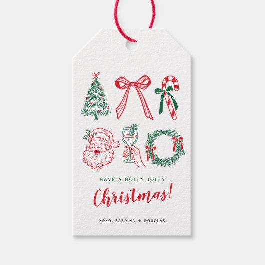 Étiquette de cadeau de calligraphie de Noël minima (Devant)
