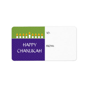 Étiquette de cadeau de Chanukah Menorah