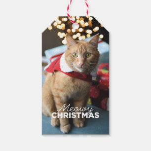 Étiquette de cadeau de chat de Noël de Meowy