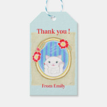 Étiquette de cadeau de chaton blanc mignon