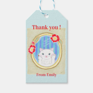Étiquette de cadeau de chaton blanc mignon