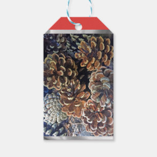 Étiquette de cadeau de cône de pin