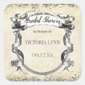Étiquette de cadeau de douche de mariage vintage (Devant)