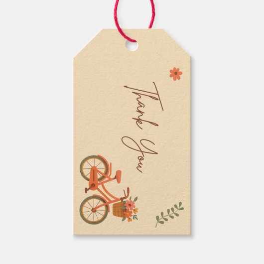 Étiquette de cadeau de douche de mariée, bicyclett (Devant)