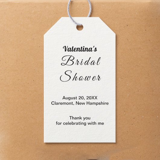 Étiquette de cadeau de douche de mariée minimalist