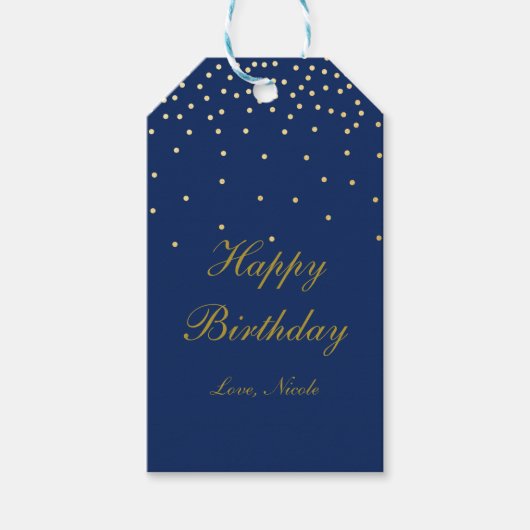 Étiquette de cadeau de fête à points de confettis (Devant)