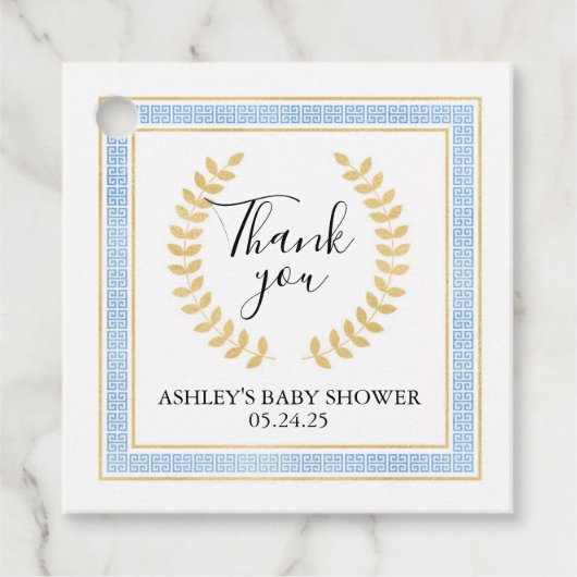 Étiquette de cadeau de fête à toge grecque (Devant)