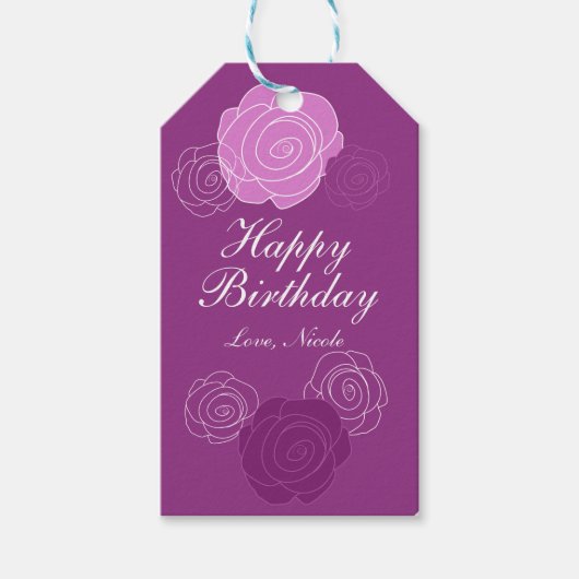 Étiquette de cadeau de fête d'anniversaire à la ro (Devant)