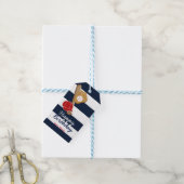 Étiquette de cadeau de fête d'anniversaire rayée b (Avec de laficelle)