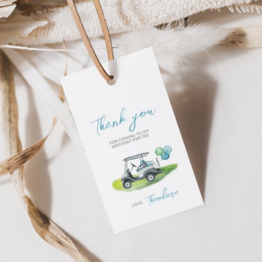 Étiquette de cadeau de fête de golf mini-putt bleu