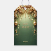 Étiquette de Cadeau de Fête de Noël Verte Festive (Dos)