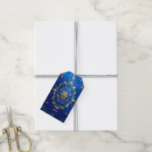 Étiquette de cadeau de fête décorative bleue (Avec de la ficelle)