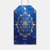 Étiquette de cadeau de fête décorative bleue (Dos)