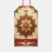 Étiquette de cadeau de fête décorative rouge vert (Dos)