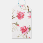 Étiquette de cadeau de fleur de magnolia rose, per (Dos)