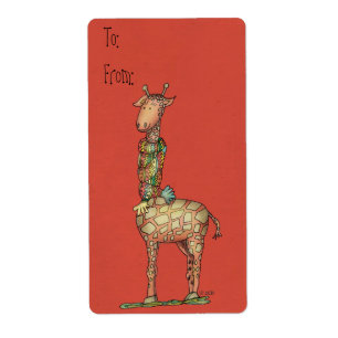 Étiquette de cadeau de girafe de Cleo