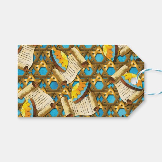 Étiquette de cadeau de Hanoukka (Devant (Horizontal))