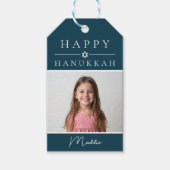 Étiquette de cadeau de Hanukkah bleue (Devant)