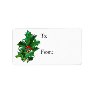 Étiquette de cadeau de houx de Noël