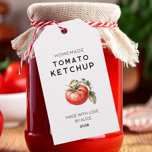 Étiquette de cadeau de Ketchup de tomate fait mais