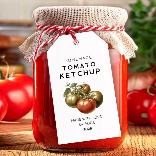Étiquette de cadeau de Ketchup de tomate fait mais