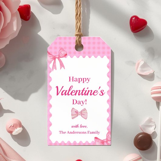 Étiquette de cadeau de la Saint-Valentin à ruban e