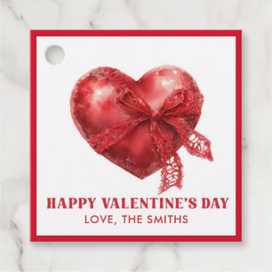 Étiquette de cadeau de la Saint-Valentin cœur roug
