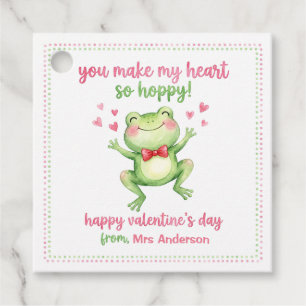 Étiquette de cadeau de la Saint-Valentin Grenouill