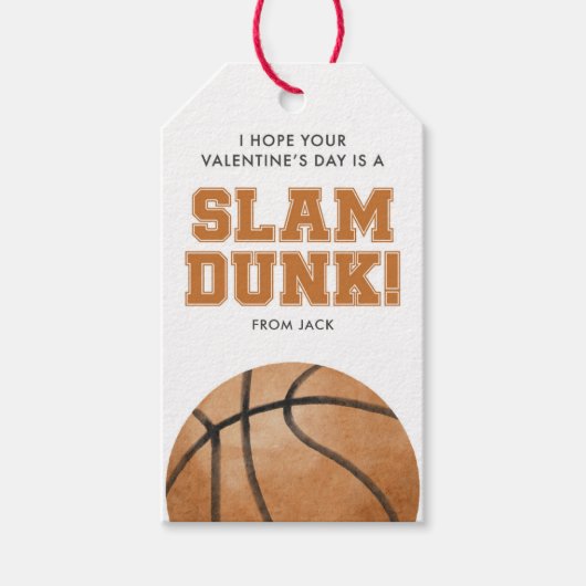 Étiquette de cadeau de la Saint-Valentin Slam Dunk (Devant)