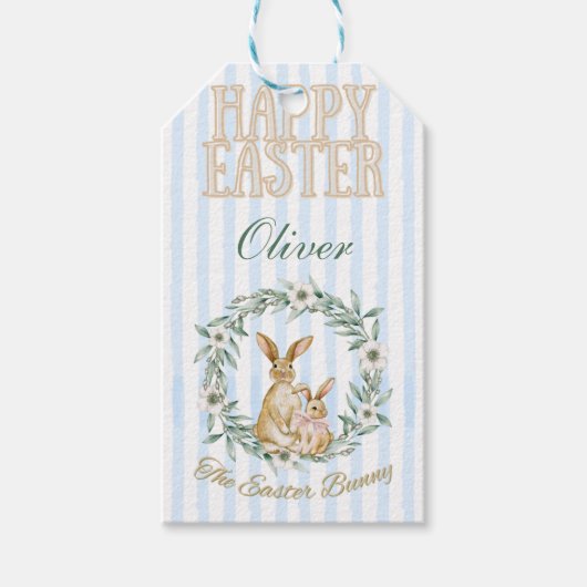 Étiquette de Cadeau de Lapin de Pâques (Devant)