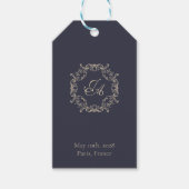 Étiquette de cadeau de mariage à monogramme baroqu (Devant)