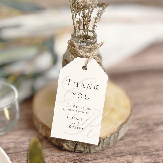 Étiquette de Cadeau de Mariage à Monogramme Minima