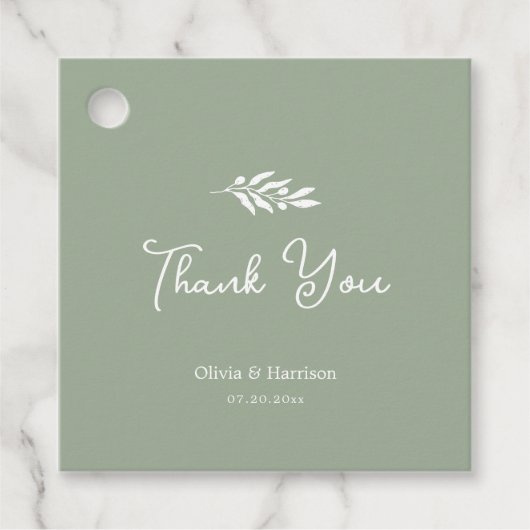 Étiquette de cadeau de mariage avec branche d'oliv (Devant)