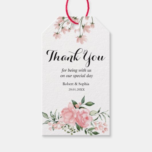 Étiquette de cadeau de mariage Blush Pink Bloom (Devant)