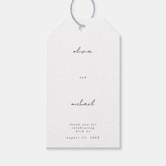 Étiquette de cadeau de mariage calligraphie minima (Devant)